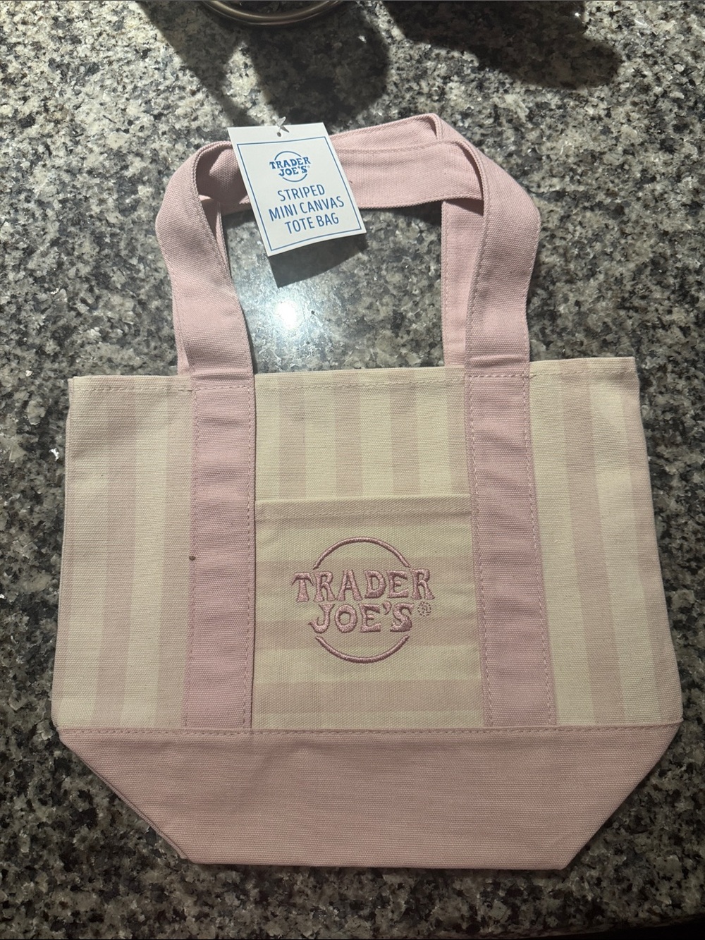Trader Joe’s Limited, edition Pink Striped Mini Canvas Tote Bag